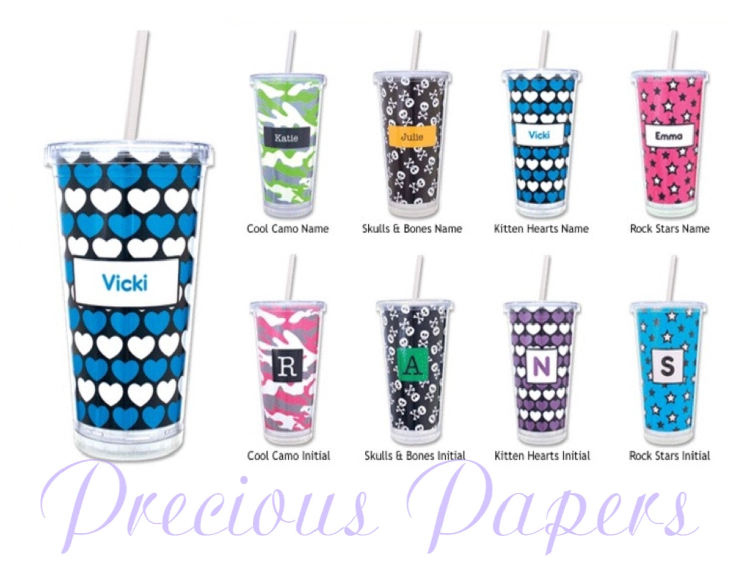 Personalized Cups with lid and straw Personalized Plastic
