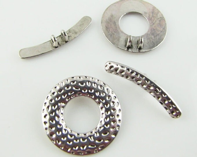 Toggle clasp, antique silver, large, 4 sets