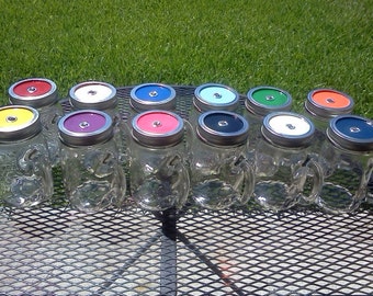 Clear 16 oz Mason Jar Sippy Tumbler with Handle - CHOOSE YOUR LID - Bachelorette Glasses - Baby Showers - Weddings Welcome