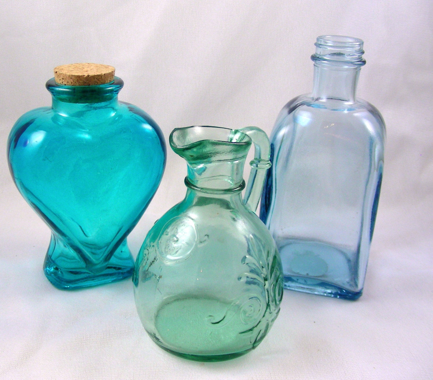 Trio Of Blue Vintage Bottles Fun Home Decor By ZeldasCottage   Il Fullxfull.450023601 Ldvx 