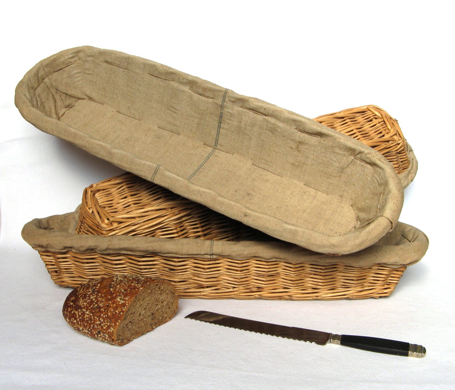 Authentic French Vintage Wicker Bread Basket in excellent