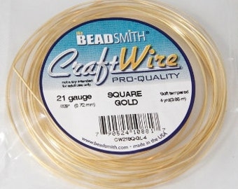 The BeadSmith 21 Gauge Square Gold Craft Wire Non Tarnish