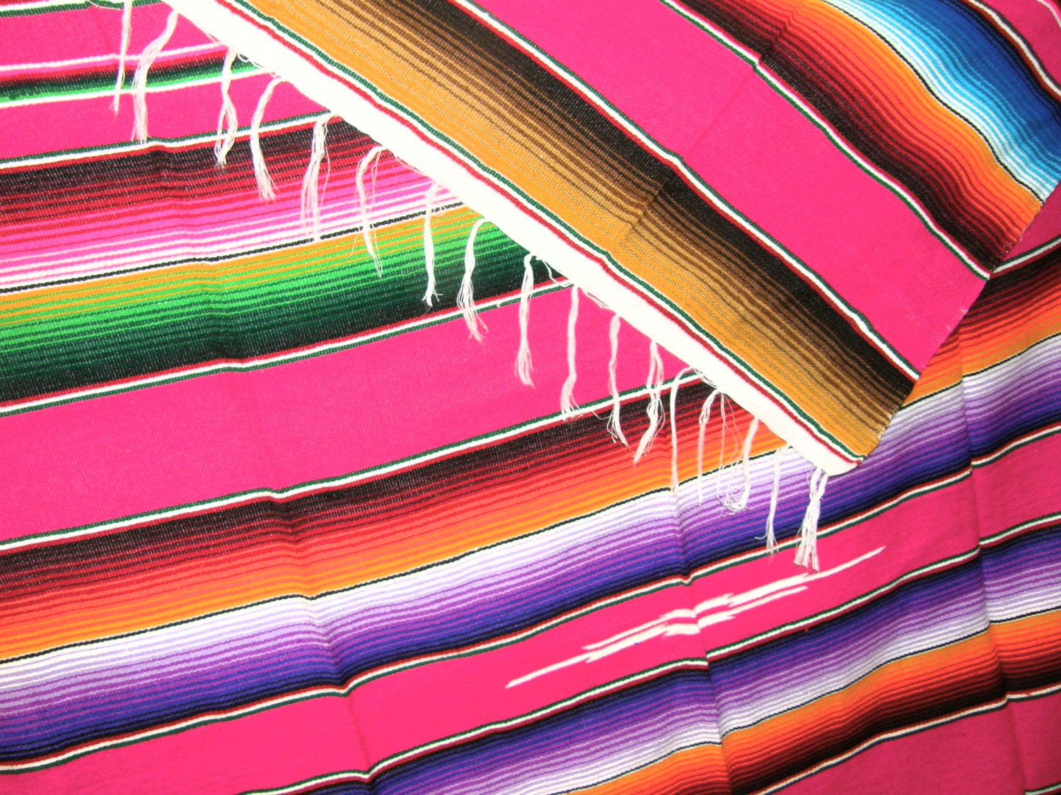 PINK MEXICAN BLANKET Serape Style Hot Pink New