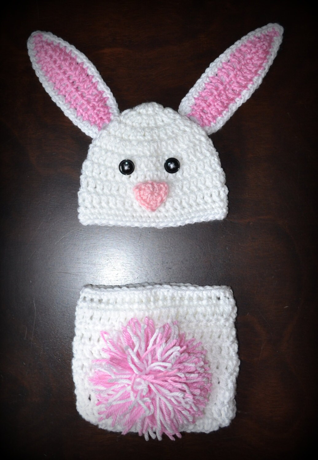 Crochet Easter Bunny Baby Beanie Hat & Diaper by CubbyCreations