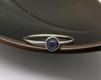 Sapphire Ring, Blue Sapphire Ring, Sterling Silver Ring, Minimalist Ring, September Birthstone Ring, Solitaire Ring, Barely There Ring
