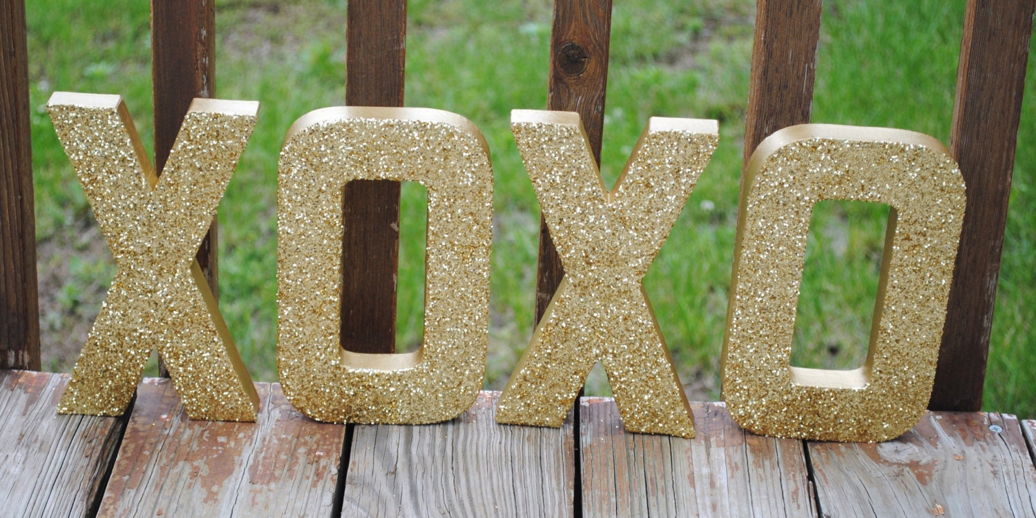 8 Gold XOXO Glitter Stand Up Letters Wedding Decor