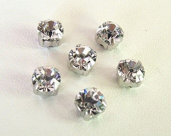 6mm Crystal Silver Shade Montees, Lot of 6, SS29, Swarovski Chaton Montees, Xirus 1088, Sew On, Choice of Settings, Crystal Silver Shade