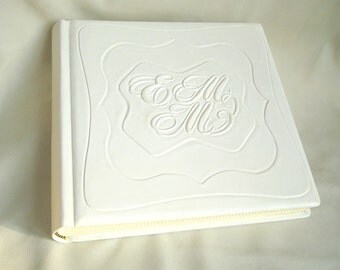 Personalized White Leather Photo Album Baptism, Christening 9 x 9 in.