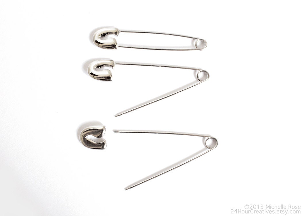 Screwon Safety Pin for Beading 2.25 Silver Tone Screw