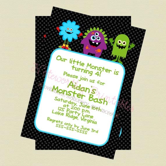 Printable Monster Birthday Invitation Il_570xn