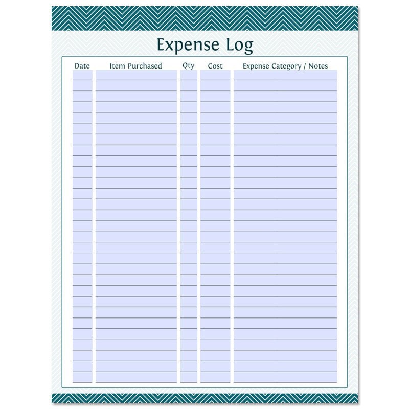 Expense Log Fillable Instant Download Finance by OrganizeLife