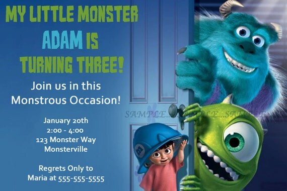 Monsters Inc Invitationdisneybirthday Partycustomize