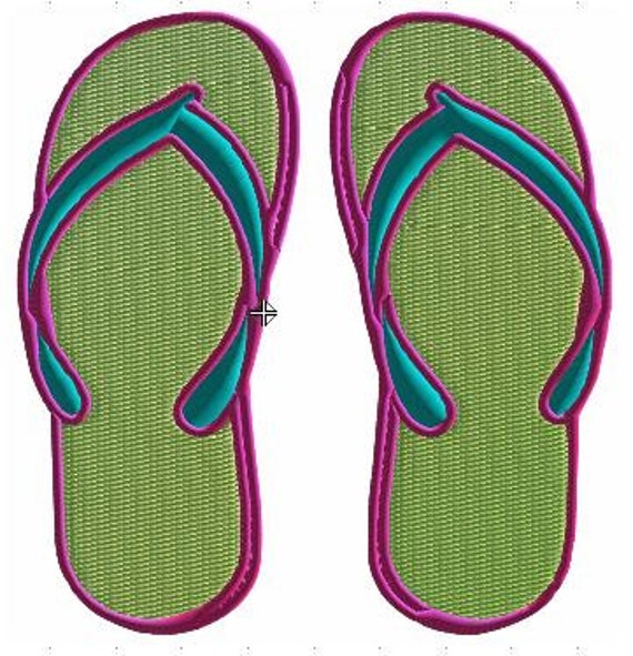 Flip Flops Machine Embroidery Design Instant by CraftyJacky