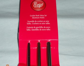 BOYE Aluminum Crochet Hook Set, Sizes G,H,I (3 pc set) new