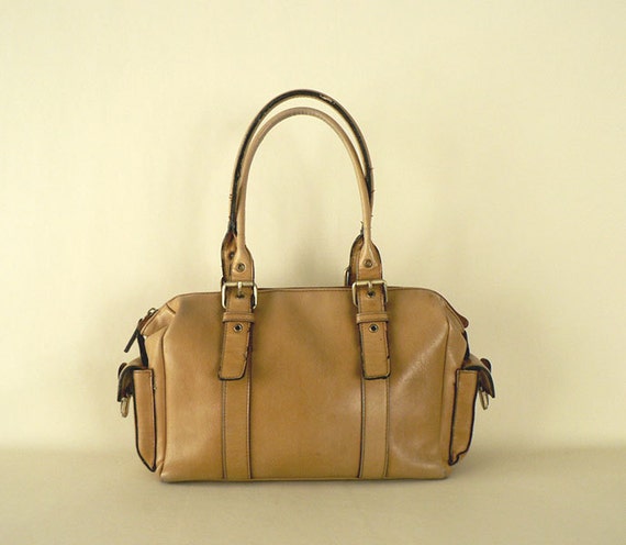 Vintage Gold Faux Leather Satchel Handbag