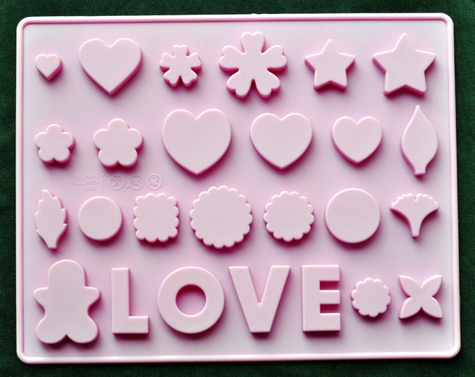 Flexible Silicone Chocolate Mold Ice Candy Molds - Type N 26 LOVE Heart Star