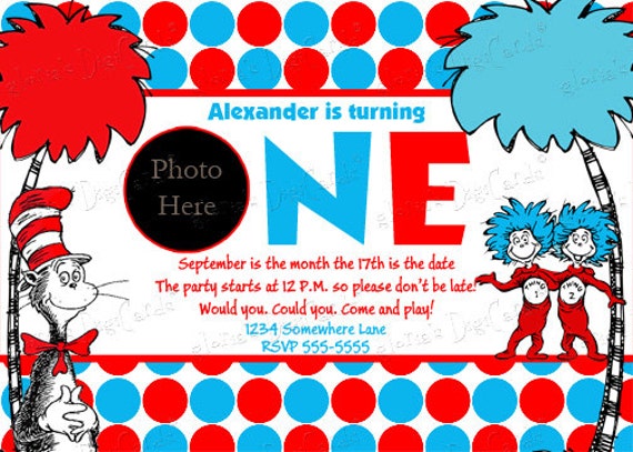 Cat in the Hat Invitation by gloria's by gloriasDigiCards on Etsy