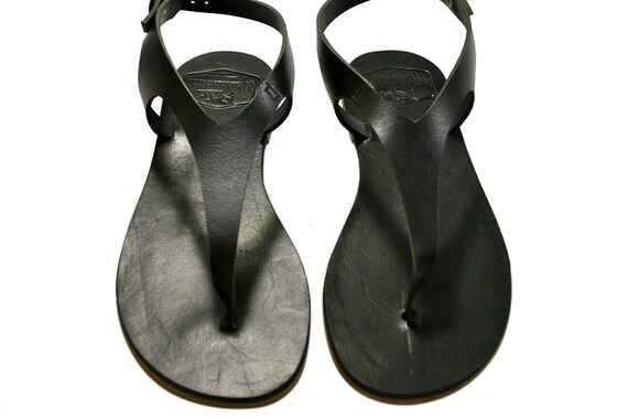 Black Leather Sandals for Women & Men Design 5 by WalkaholicS