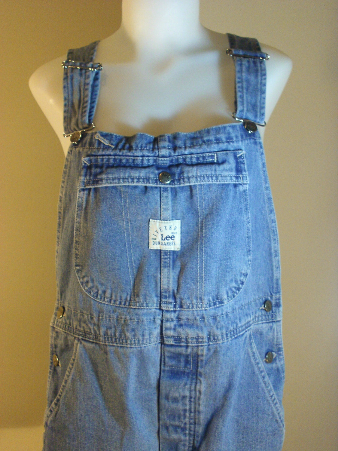 Vintage LEE Denim Blue Jean Bib Overall Shorts