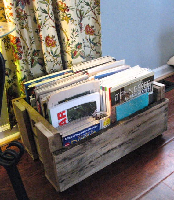 Items similar to Wooden Magazine Holder made with repurposed Pallet