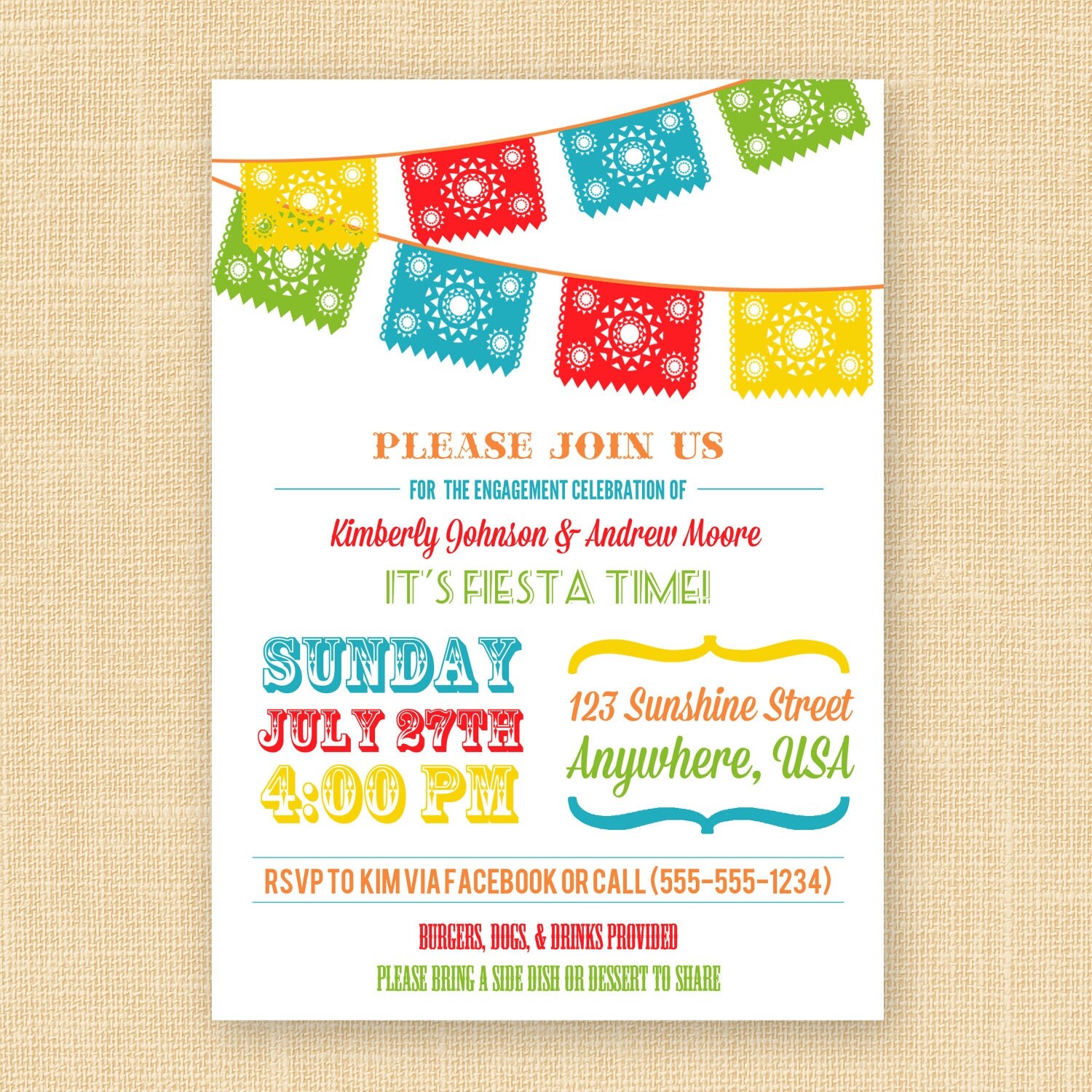 Fiesta Invitation Fiesta Party Printable by SunshineInkStudio
