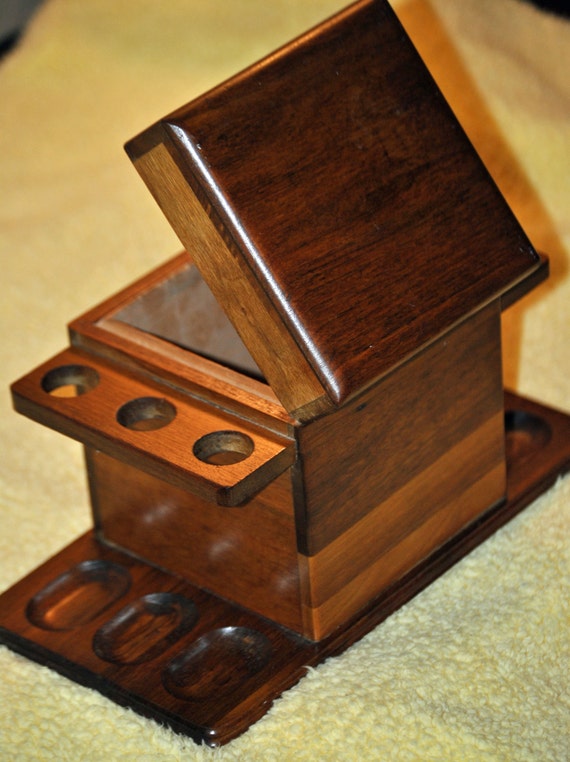 Vintage Oak Pipe Stand and Humidor by NanaNostalgia on Etsy