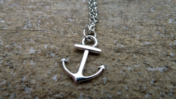 Silver Anchor Necklace Sea Necklace by TheVintageAcorn on Etsy