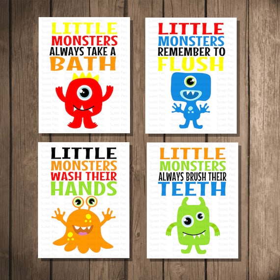 Instant Download - Printable Monster Bathroom Art Set Room Decor, Baby ... Instant Download - Printable Monster Bathroom Art Set Room Decor, Baby ...
