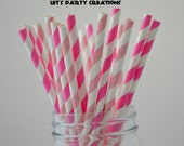 Pink and Light Pink Paper Straws COMBO, 50 Light Pink Stripe Straws and Pink Stripe Straws, Pink Straws Il_170x135