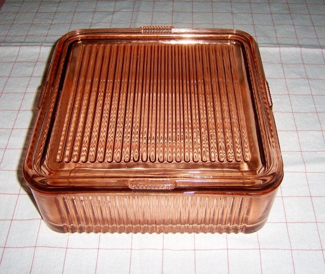 Pink Depression Glass Refrigerator Dish 8 Square