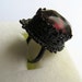 Gothic Medieval Black Ring with Burgundy Swarovski