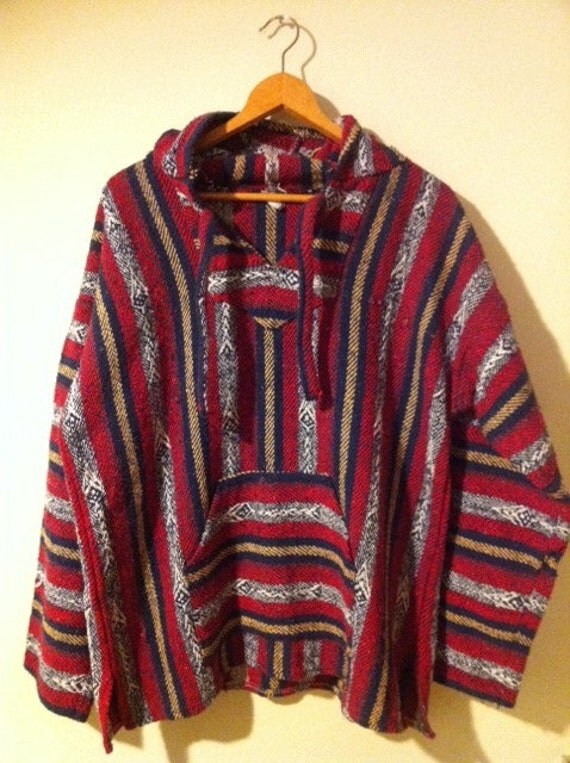 Items similar to Vintage Red and Blue Peruvian Kilim Tribal Hoodie ...