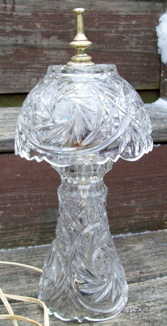 Vintage Ornate Crystal Glass Lamp