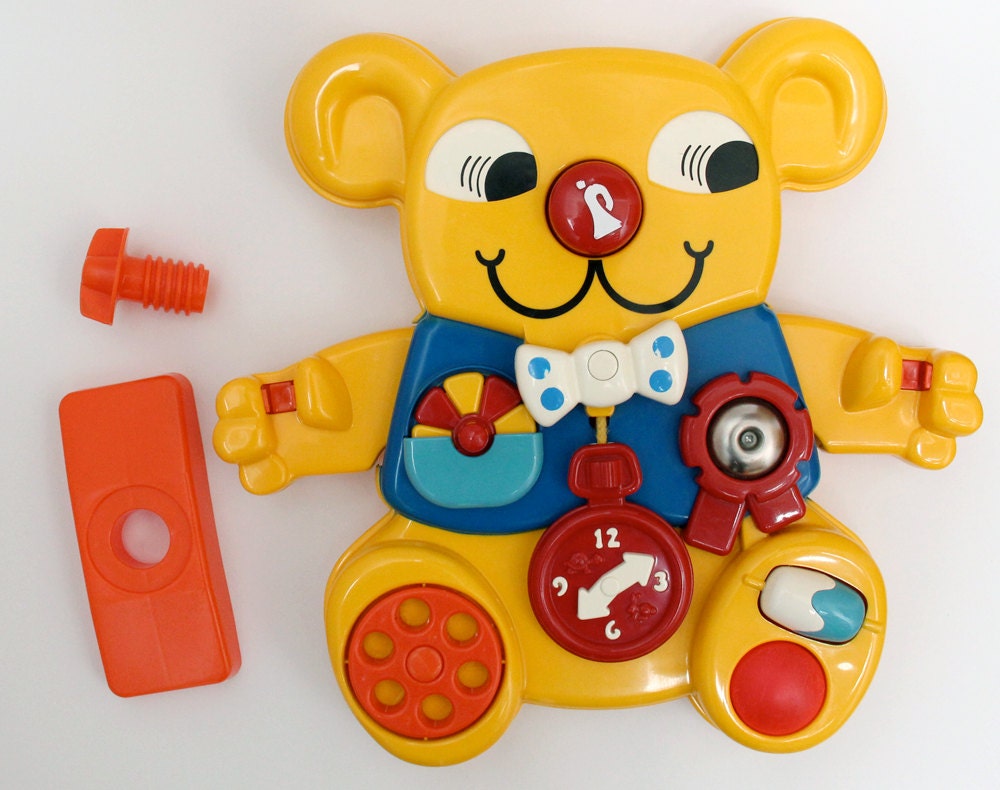 Vintage plastic bear cot activity centre by Matchbox 1982