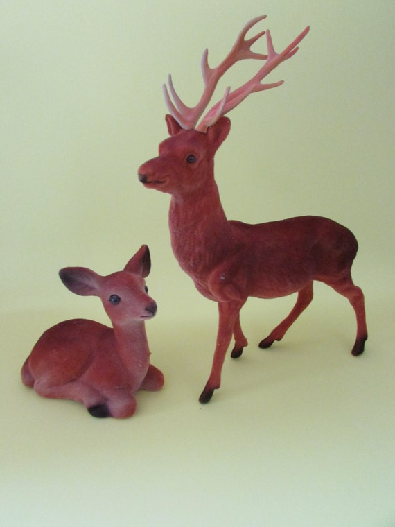 sale vintage christmas flocked reindeer figurine buck and fawn sale vintage christmas flocked reindeer figurine buck and fawn