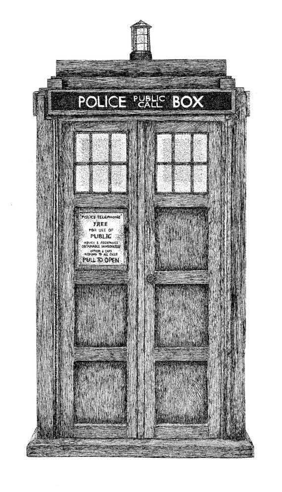 Items similar to Tardis Entryway, pen and ink drawing, an 8X10 print on