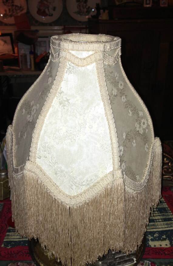 Restored Victorian Bridge Lamp Shade with Fringe