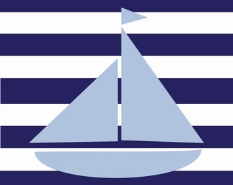 8x10 or 11x14 Nautical Sailboat Nursery Art Print