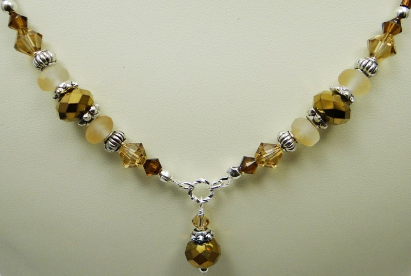 Brown Crystal Necklace Metallic Brown by ABeadApartJewelry on Etsy