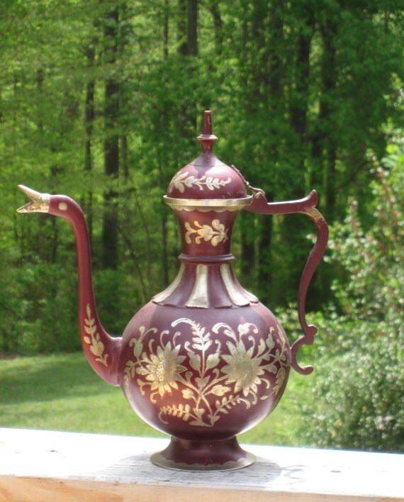 Vintage Brass Teapot made in India by WindingCreekCottage on Etsy