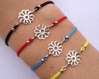 Flower Charm Bracelet with nylon cord and adjustable size