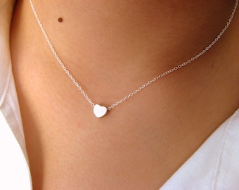 Dainty Heart Necklace - Little Sterling Silver Necklace with Tiny Heart matt rhodium plated - sterling silver necklace - heart necklace