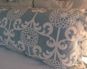 Waverly Fun Floret home decor fabric in a serene aqua & white contemporary floral body pillow cover.