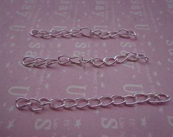 100pcs of 4.5-5cm Long x 3mm wide Exquisite plated Silver Tail Chain