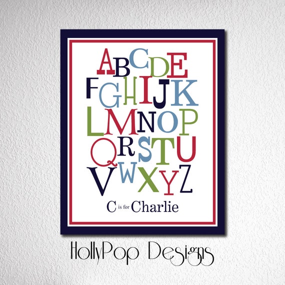 Nursery Wall Decor Alphabet Typography Art Print Baby Boy