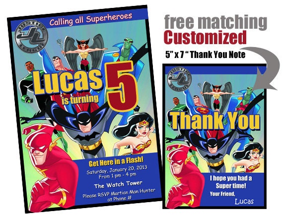 Justice League Birthday Party Invitations 8