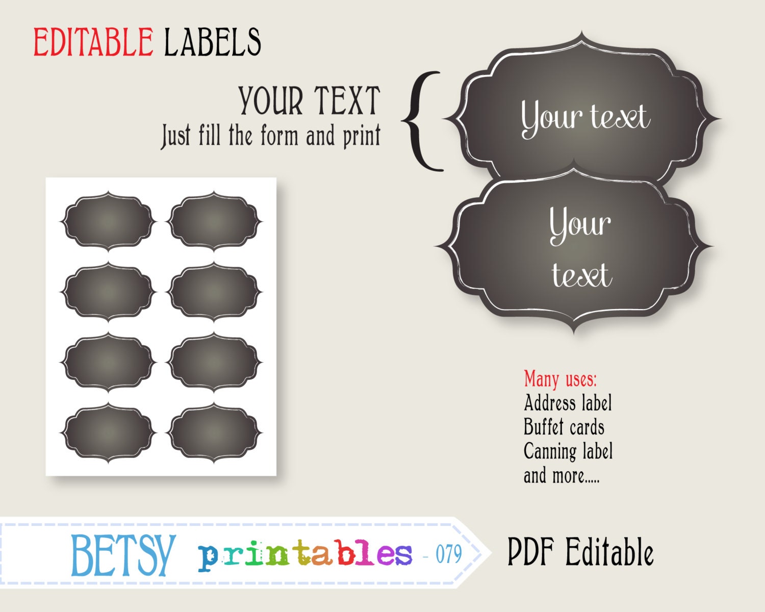 Chalkboard labels Editable labels or tags chalkboard digital