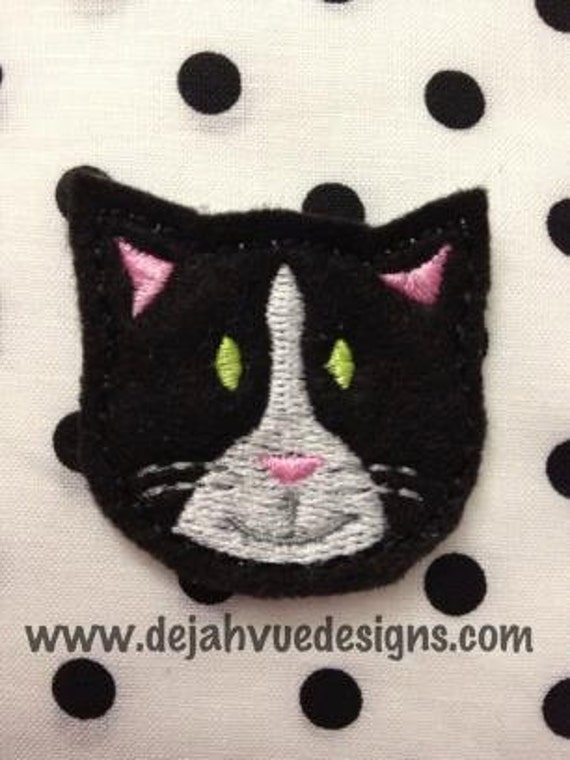Tuxedo Cat Embroidery Design Feltie by DejahVueDesigns on Etsy