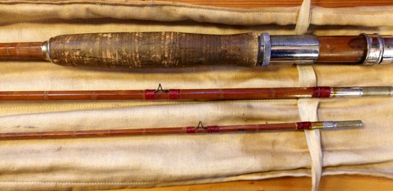 Antique split cane bamboo fly fishing rod