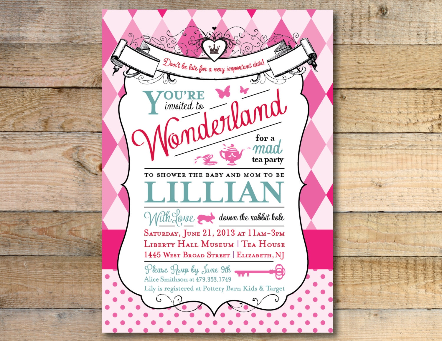 Alice In Wonderland Baby Shower Invitations 1